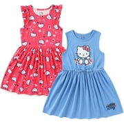 Hello Kitty Sanrio Two Sleeveless Dresses for (Girls), 2 Pack, Sizes 2T-8